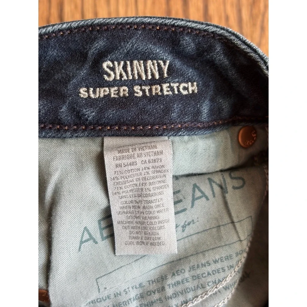 American Eagle Skinny Super Stretch Jeans Dark Wash Size 2 Short Indigo‎ Denim
